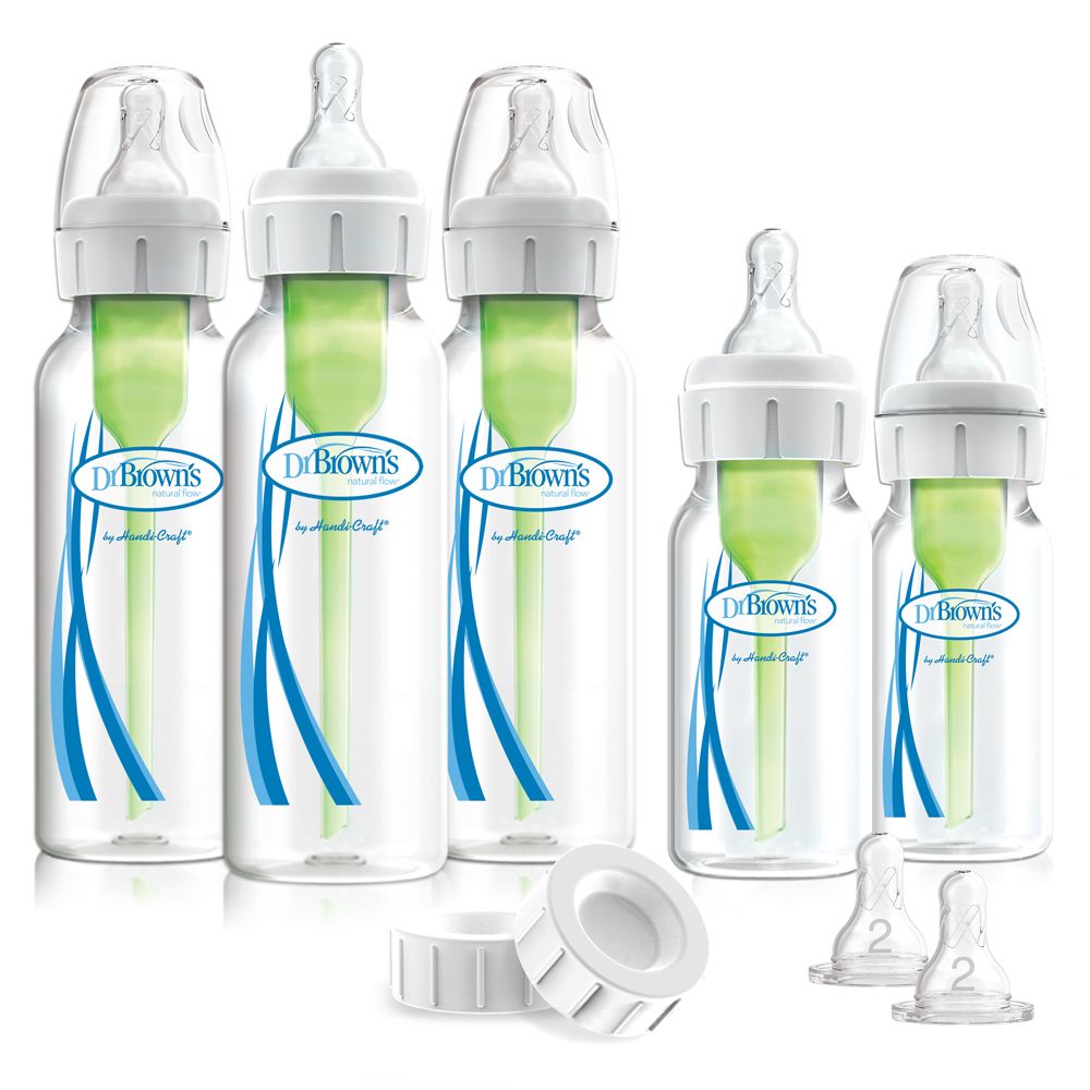 BIBERON B-ESTRECHA OPTIONS+ SET RECIEN NACIDO (BIBERONES 3X250ML &amp; 2X120ML, TETINA 2XL2, TAPAS DE VIAJE 2, CEPILLO PEQUEÑO 3)